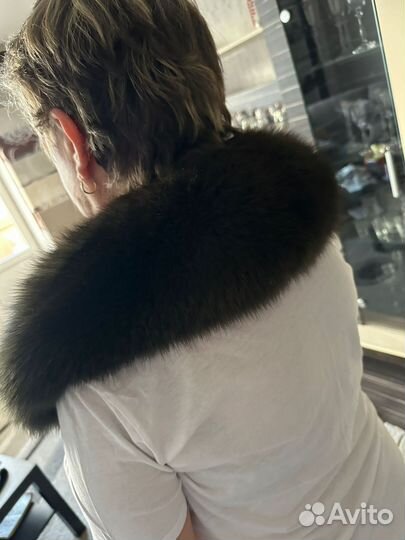 Меховой воротник песец коричневый