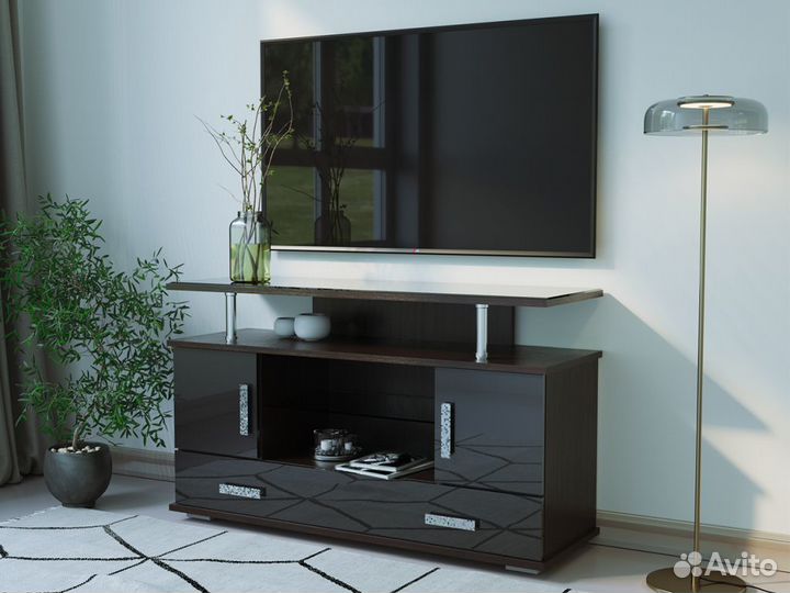 Тумба под тв черный глянец