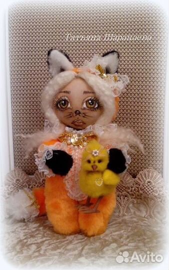 Куколка Лисичка и цыпа,ручная работа,hand made