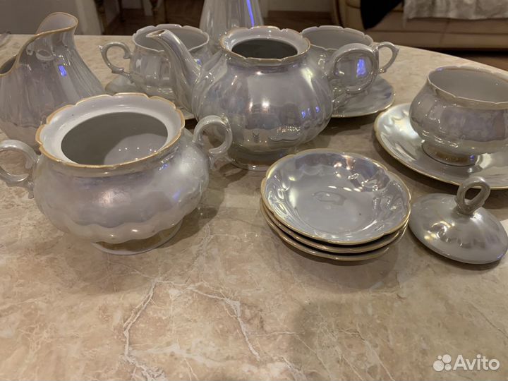 Чайный набор перламутр,золочение