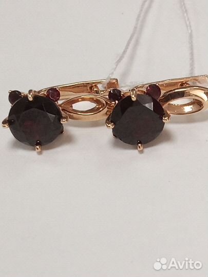 Серьги золото с Гранатом