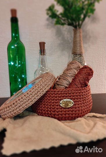 Вязанные корзины Шкатулки