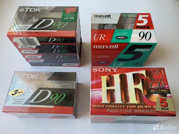 Аудиокассеты TDK D, Maxell UR, Sony HF, pack 3/5/6