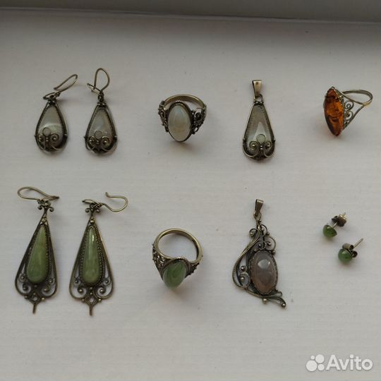 Серьги, кольцо, кулон мельхиор СССР