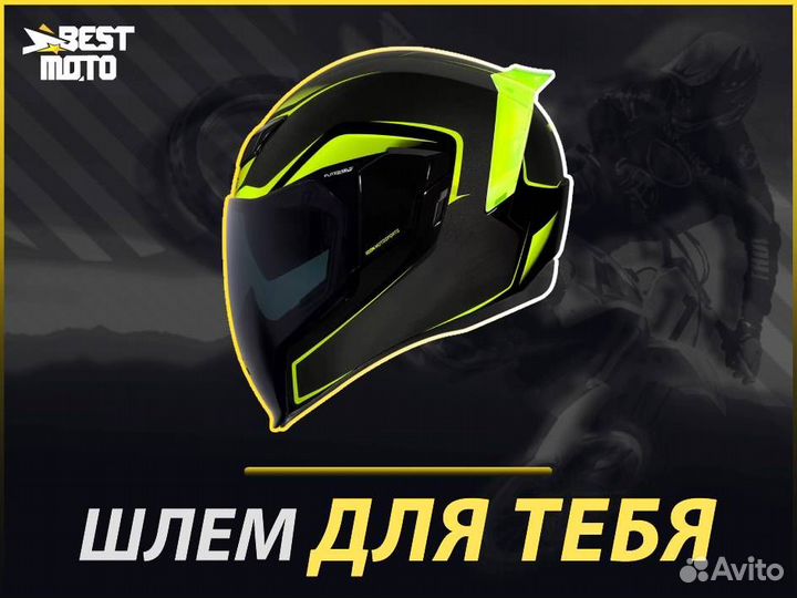 Icon Airflite Crosslink Hi-Viz мотошлем черный