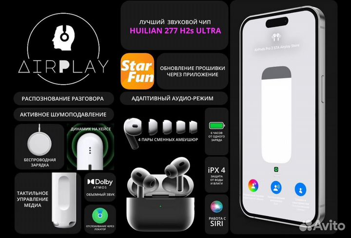 AirPods Pro 2 чип Huilian 247B H2Slim