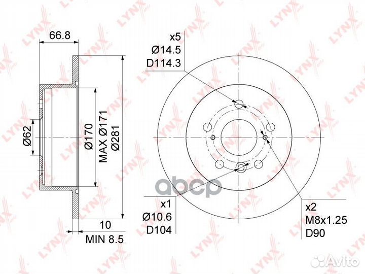 Диск тормозной зад BN1136 lynxauto