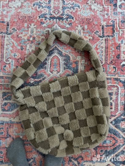 Сумка меховая в шашечку