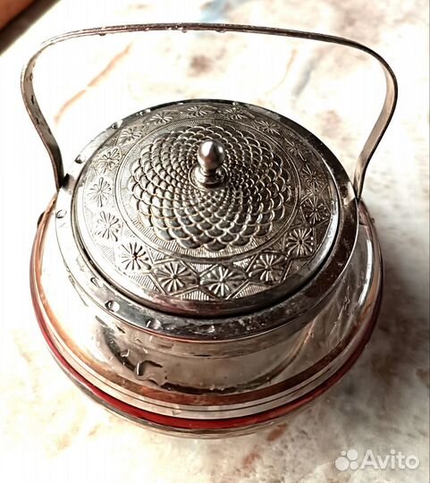 Сахарница стекло с ручкой СССР антиквариат