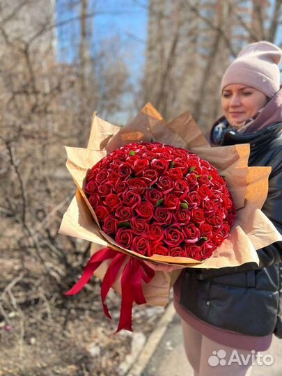 Букет из 101 розы, цветы с доставкой