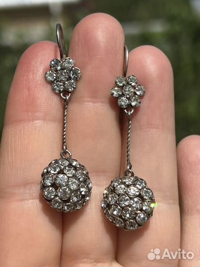 Серебряные серьги 875 пробы, винтаж