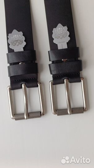 Ремень кожаный мужской для джинс черный. Арт:46Пн