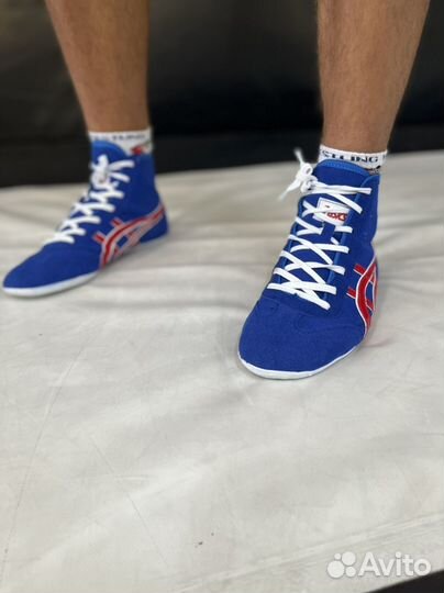 Борцовки asics tiger сине-красные