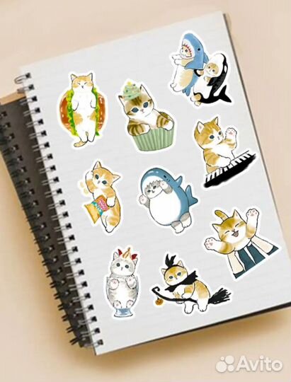 Наклейки милые котики