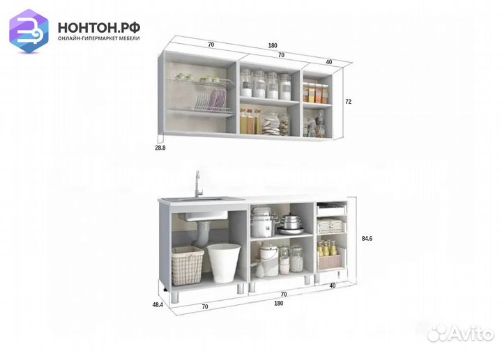 Кухня с фотопечатью Персик 1.8 м