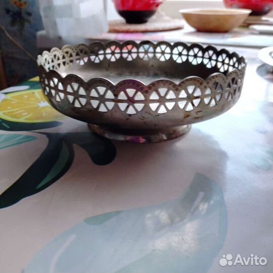 Конфетница и сухарница мельхиоровая