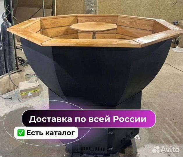 Банный чан с отделкой из лиственницы