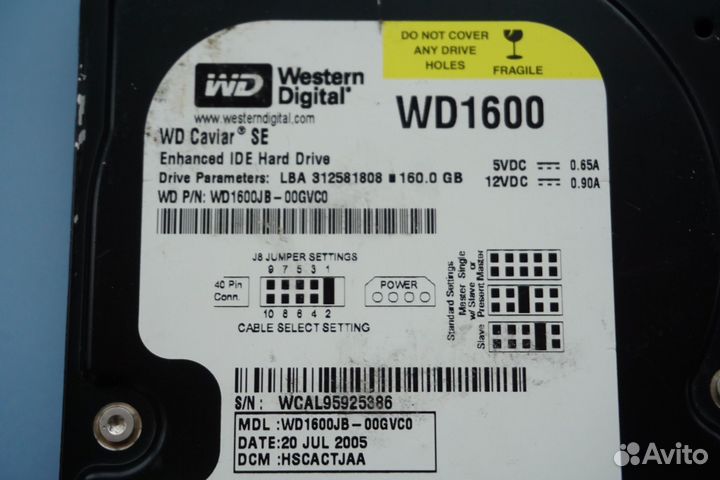 Western Digital / жесткий диск WD 160 Gb / IDE