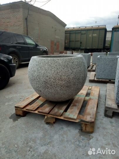 Вазон бетонный уличный цветник кашпо фактура камня