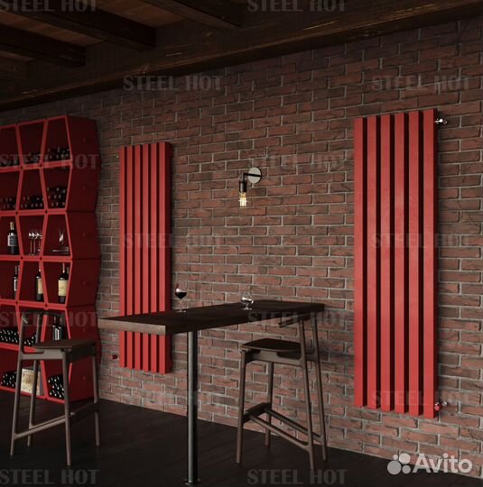 Вертикальный дизайнерский радиатор Steel-Hot от за