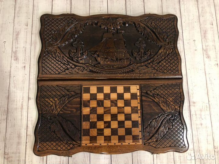 Нарды резные Таширские Корабль