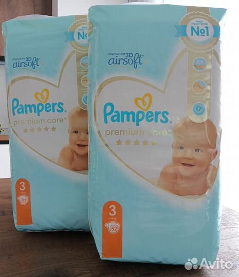 Подгузники Pampers premium care 3