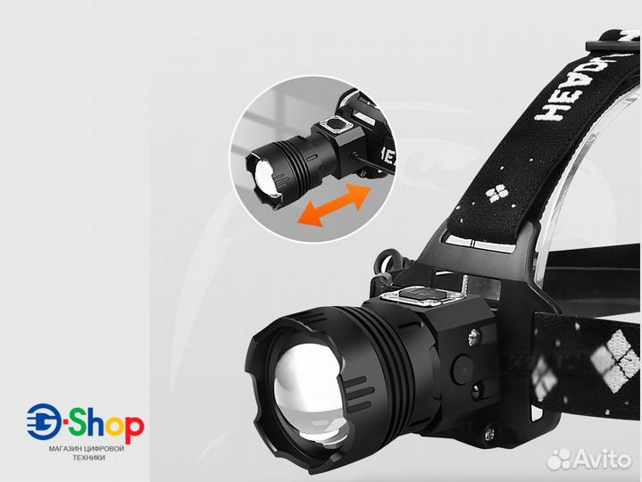 Мощный ручной фонарь на чипе XHP199 USB сенсорный