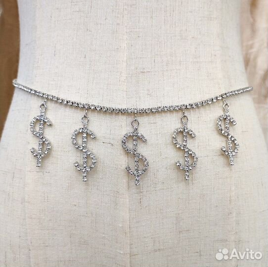 Цепочка на талию доллары серебро/золото