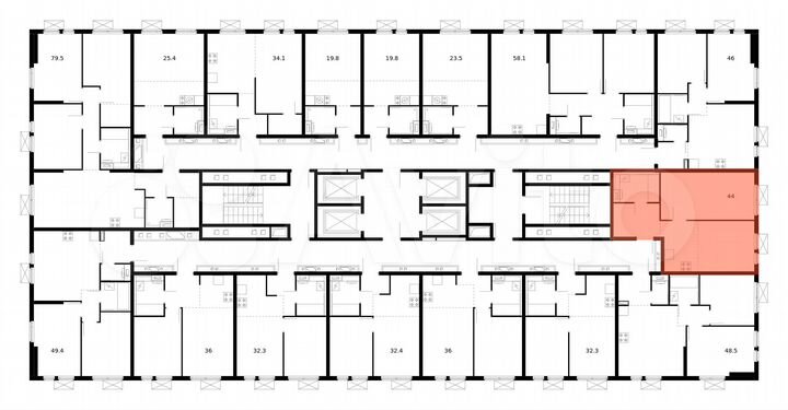 2-к. квартира, 44 м², 14/25 эт.