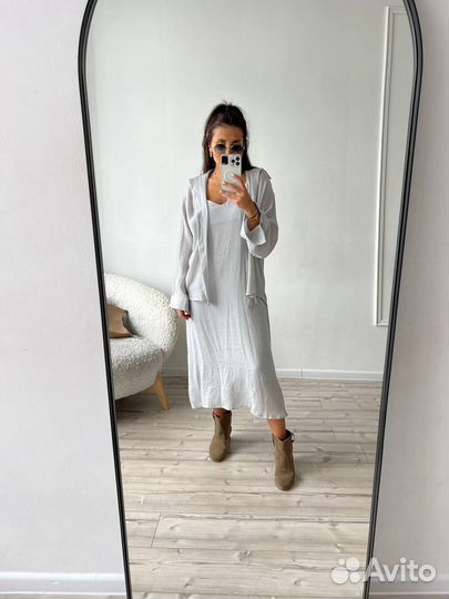 Костюм:Платье с Рубашкой Лён 4 цвета 42-48