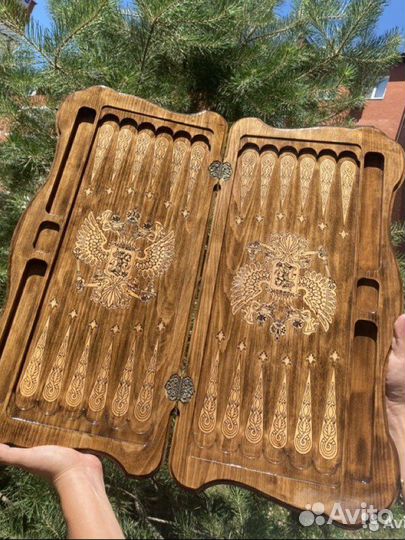 Нарды ручной работы российский герб в наличии