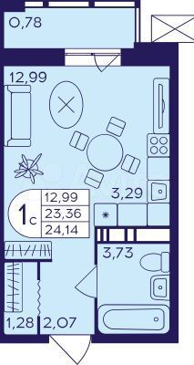 Квартира-студия, 24,1 м², 18/18 эт.
