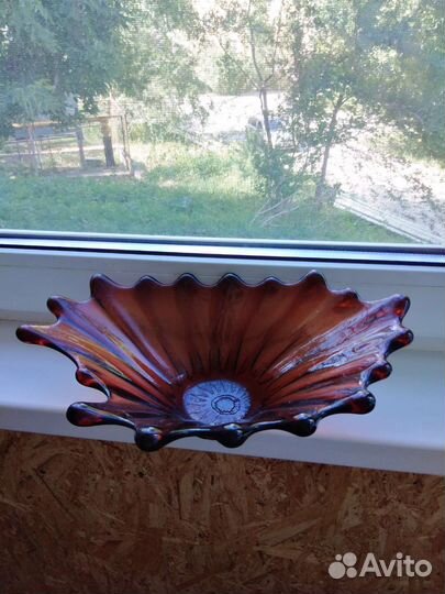 Ваза для фруктов чешское стекло