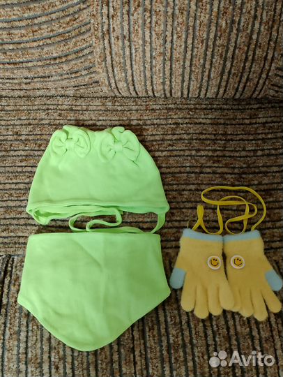 Шапка демисезонная для девочки 9-18 мес