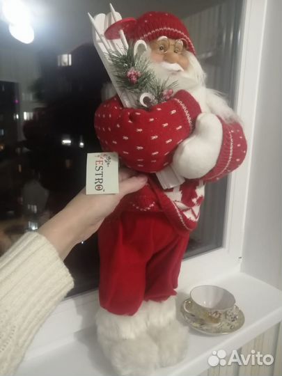 Дед мороз с Лыжами санта клаус 60см очень большой