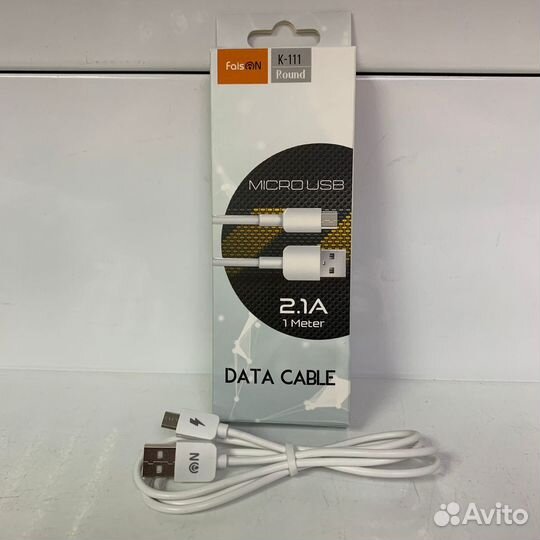 Кабель microusb FaisON K-111 1.0m, 2.1A белый