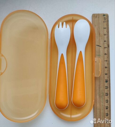 Ложка и вилка Avent в футляре в наборе б/у