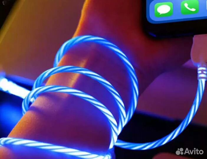 Светящийся зарядный кабель iPhone Xiaomi Micro USB
