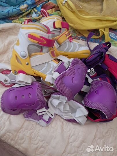 Роликовые коньки детские раздвижные с защитой