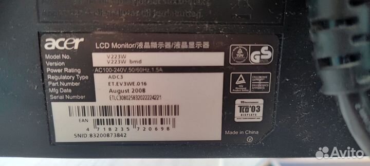 Монитор acer v223w