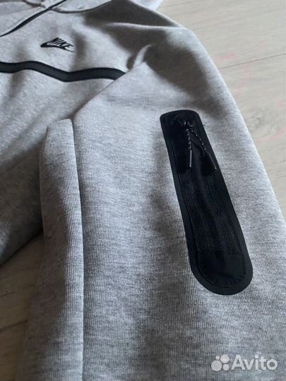 Зип худи nike tech fleece серая