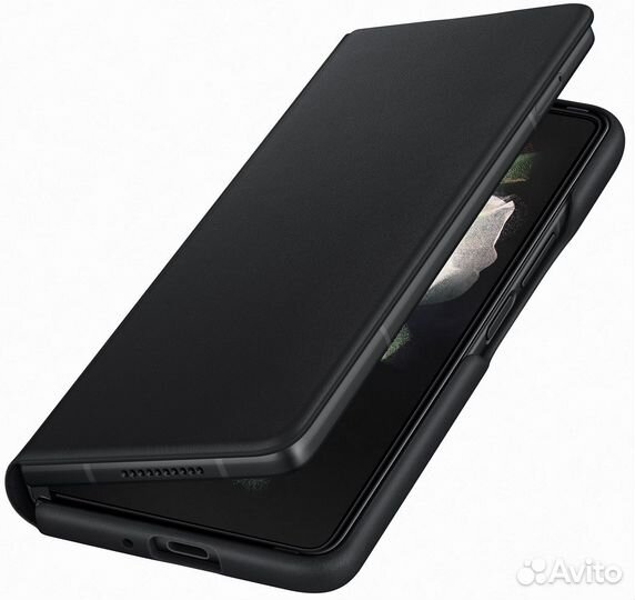 Оригинал Кожа Чехол для Samsung Z Fold 3 (Black)