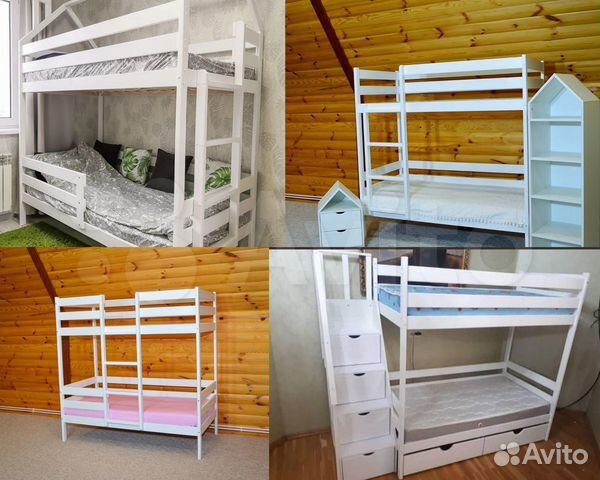 В наличии двухъярусная кровать, натуральное дерево