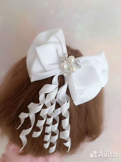 Банты для волос белые в школу