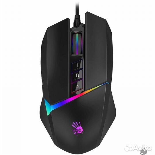 W60 MAX stone black, Мышь A4Tech Bloody W60 Max черный оптическая (10000dpi) USB (10but)