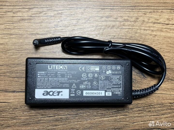 Блок питания для Acer 19V 3.42A 3.0*1.1 65W