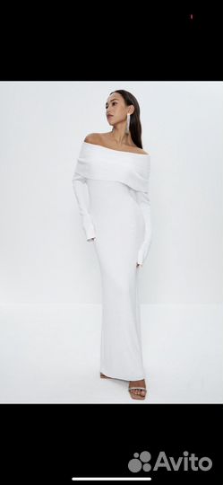 Трикотажное платье-макси Zarina белое