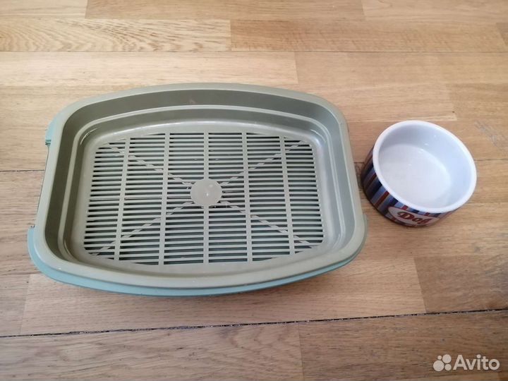 Лоток кошачий и керамическая миска
