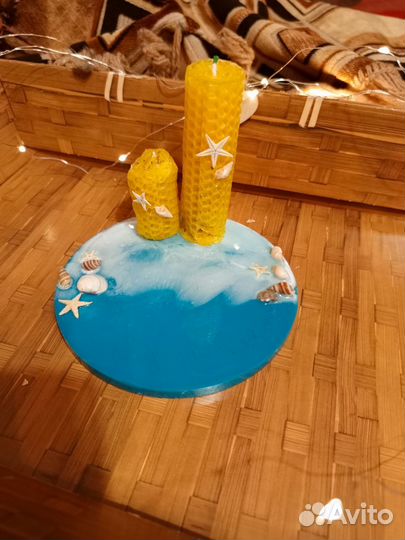 Подсвечник и свеча ручной работы