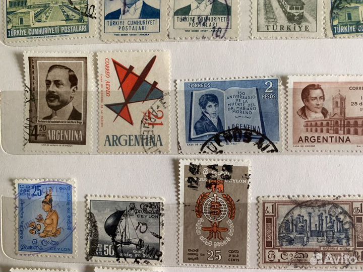 Марки Тунис, Турция, Аргентина, Израиль, Цейлон